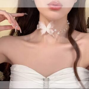 Butterfly Pearl Choker Necklace