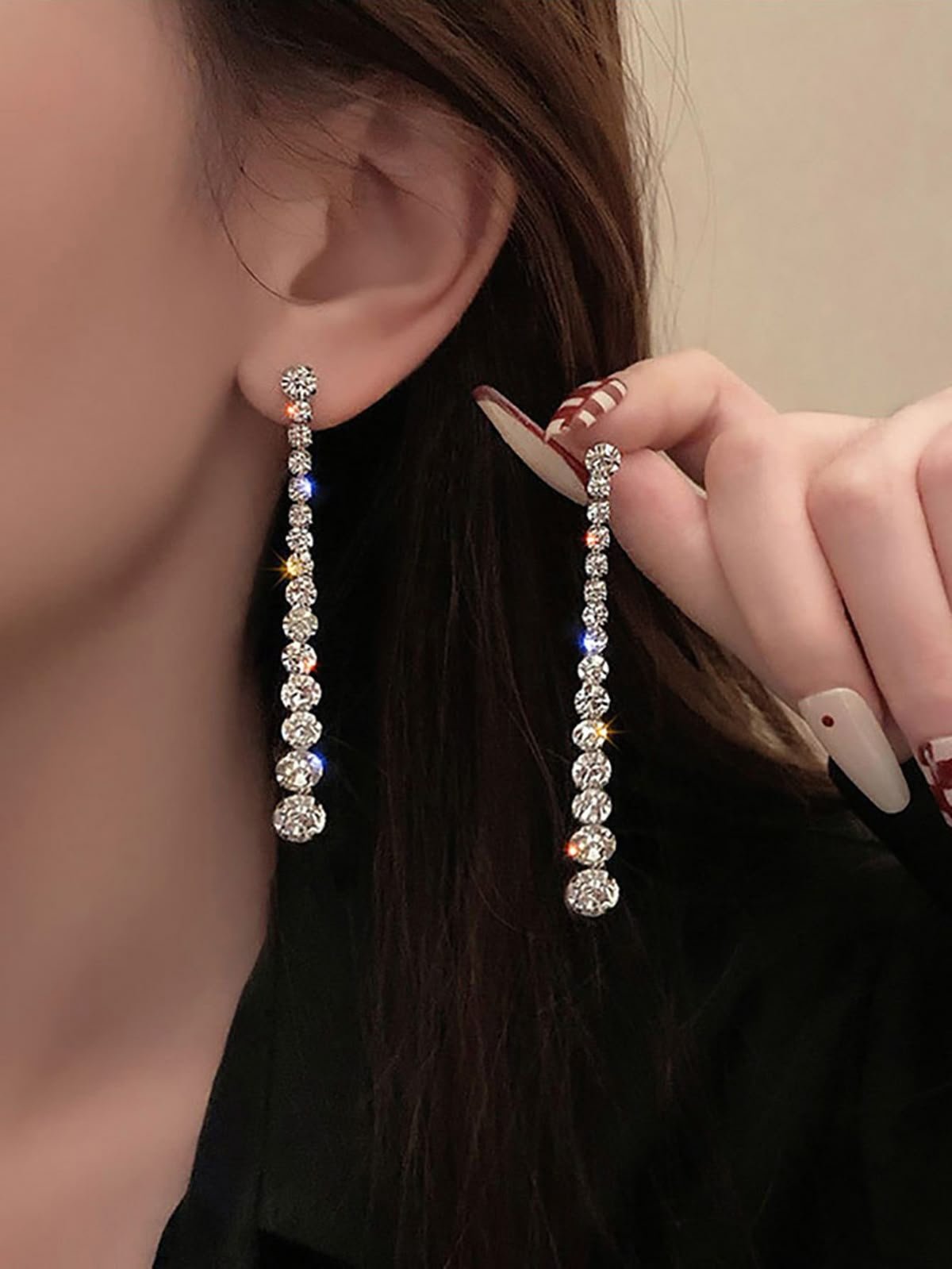 Rhinestone Long Earrings