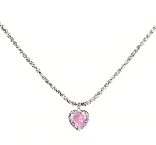 Pink Heart Pendant Necklace - Image 2