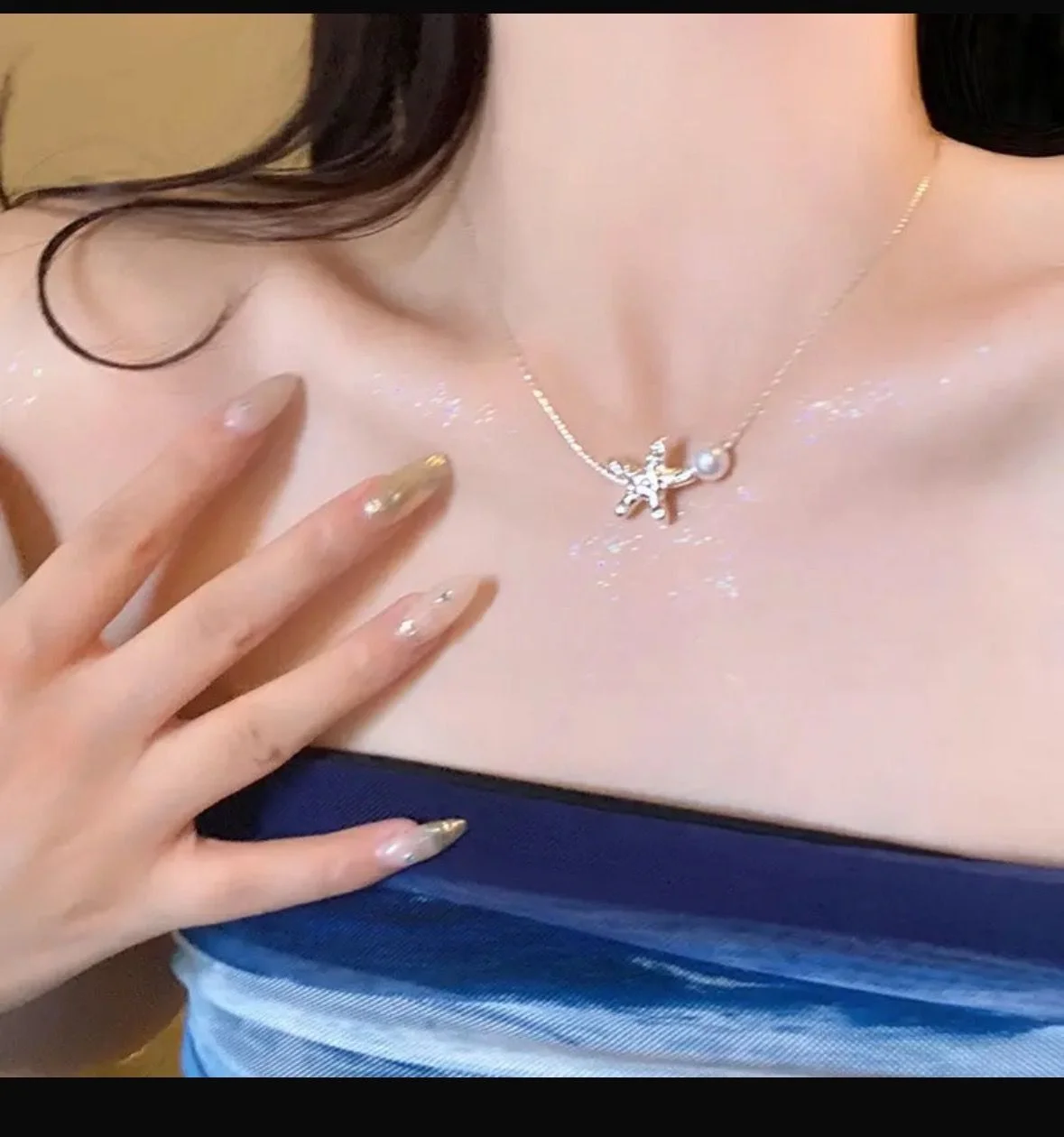 Starfish & Pearl Pendant Necklace