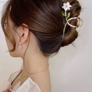 Floral Hair Pin for Elegant Bun Hairstyle
