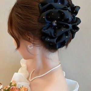 Ruffle Design Hair Claw for Elegant Bun Hairstyle