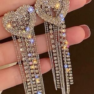 Elegant Crystal Heart Earrings for party wear.